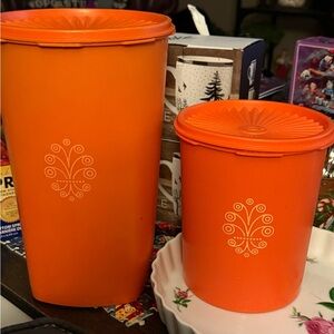 Vintage 1970’s Tupperware Bright Orange Storage Set